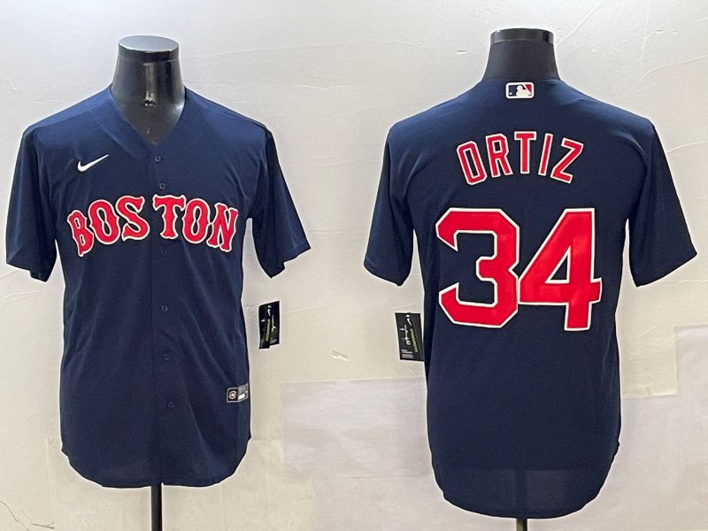 Men Boston Red Sox #34 Ortiz Blue Game 2025 Nike MLB Jersey style 6->boston red sox->MLB Jersey